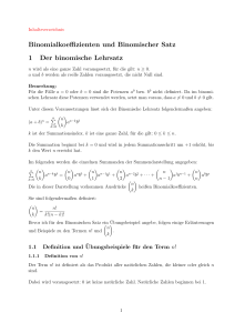 Binomialkoeffizienten und Binomischer Satz 1 Der