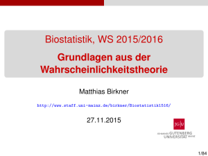 Biostatistik, WS 2015/2016 [1ex] Grundlagen aus - staff.uni