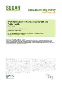 Krankheitsursachen Gene. Neue Genetik und Public Health.