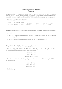 Einführung in die Algebra Übung 1