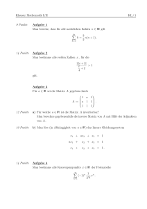 Klausur Mathematik I/II KL / 1 9 Punkte Aufgabe 1