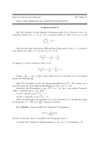 Elementare Zahlentheorie WS 2009/10 http://www.mathematik.uni