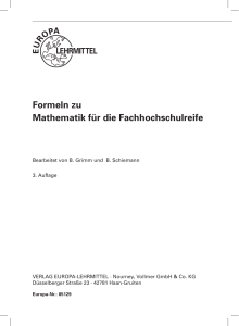 Formeln zu Mathematik für die Fachhochschulreife - Europa