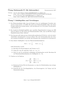 Übung Mathematik IV (für Informatiker) Übung 7