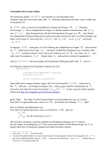 Primzahltest für Fermat-Zahlen Wir betrachten Zahlen Gn=2n  1 und