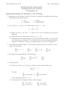 Mathematik für Informatiker Kombinatorik und Analysis ¨Ubungsblatt