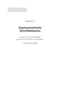 Supersymmetrische Gitterfeldtheorien - Theoretisch