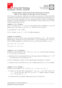 ¨Ubungsaufgaben Mathematik II für Studierende der Physik: Blatt 10