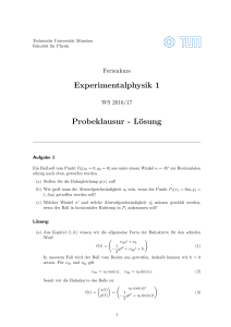 Experimentalphysik 1 Probeklausur - Lösung - TUM