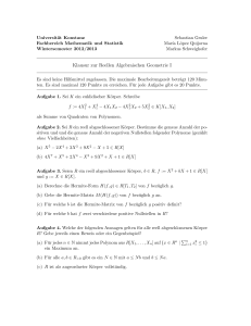 Klausur zur Reellen Algebraischen Geometrie I