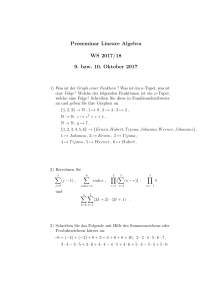 Proseminar Lineare Algebra WS 2017/18 9. bzw. 10. Oktober 2017