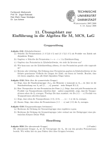 11.¨Ubungsblatt zur Einführung in die Algebra für M, MCS, LaG