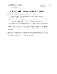 5 . ¨Ubung zum Propädeutikum Mathematik