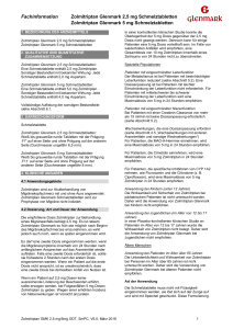 Fachinformation Zolmitriptan Glenmark 2,5 mg Schmelztabletten