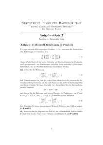 Statistische Physik für Bachelor plus Aufgabenblatt 7