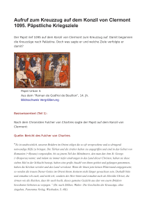 Aufruf zum Kreuzzug auf dem Konzil von Clermont 1095. Päpstliche