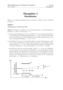 PN2 Einführung in die Physik für Chemiker 2: Übungsblatt 3