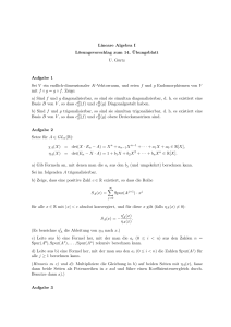 Lineare Algebra I Lösungsvorschlag zum 14. ¨Ubungsblatt U. Görtz