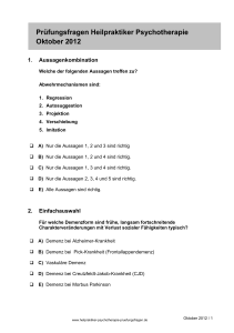 Prüfungsfragen 71 A -Oktober 2012 - Heilpraktiker Psychotherapie