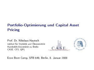 Portfolio-Optimierung und Capital Asset Pricing