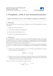 2. ¨Ubungsblatt ,,AlMa 2”und,,Stochastik(Lehramt)”