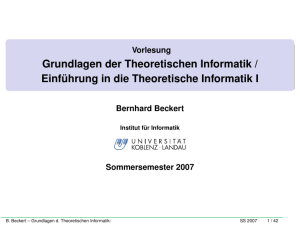 Vorlesung Grundlagen der Theoretischen Informatik / Einführung in