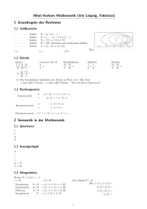 Wiwi-Vorkurs Mathematik (Uni Leipzig, Fabricius) 1 Grundregeln