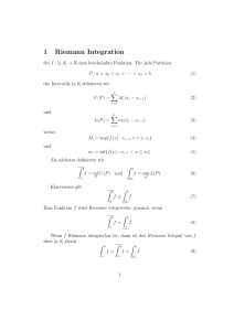 1 Riemann Integration