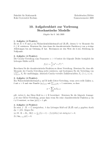 10. Aufgabenblatt zur Vorlesung Stochastische Modelle