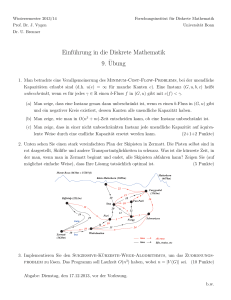 Einführung in die Diskrete Mathematik 9.¨Ubung