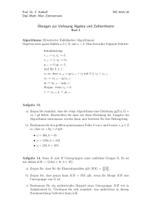 Übungen zur Vorlesung Algebra und Zahlentheorie