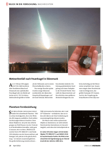 Planetare Fernbeziehung Meteoritenfall nach Feuerkugel in dänemark