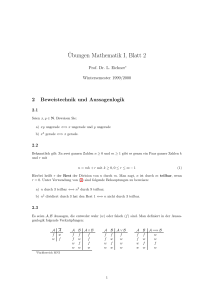 ¨Ubungen Mathematik I, Blatt 2
