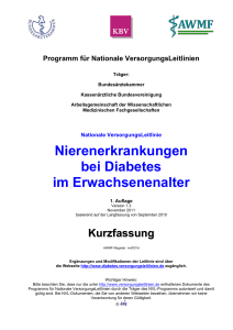 Nationale VersorgungsLeitlinie Nierenerkrankungen bei Diabetes
