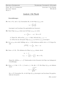 Analysis 1 für Physik - Höhere Mathematik an der TUM