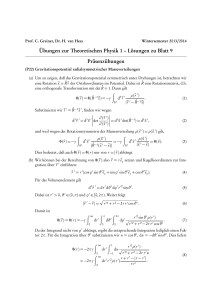 Übungen zur Theoretischen Physik 1 – Lösungen zu Blatt 9