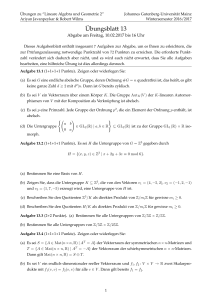 Übungsblatt 13 - Algebraische Geometrie, Topologie und