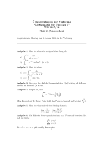 ¨Ubungsaufgaben zur Vorlesung “Mathematik für Physiker I” WS