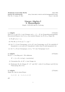 Lineare Algebra I 3. Hausaufgabe - TU Berlin