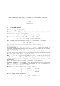 Protokoll zur Vorlesung Algebra (gymnasiales Lehramt)