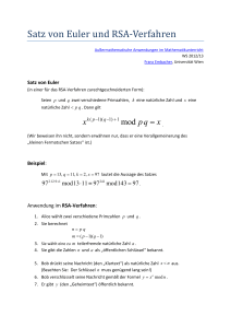 Satz von Euler und RSA-Verfahren