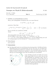 Lösungen zur Physik II (Elektrodynamik)