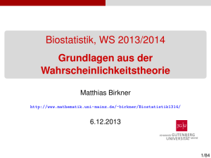 Biostatistik, WS 2013/2014 [1ex] Grundlagen aus - staff.uni