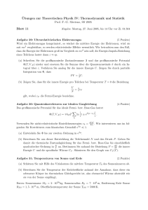 ¨Ubungen zur Theoretischen Physik IV: Thermodynamik und
