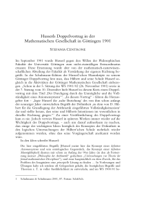 Husserls Doppelvortrag in der Mathematischen Gesellschaft in