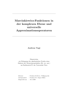 Marcinkiewicz-Funktionen in der komplexen Ebene und universelle