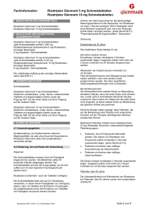 Fachinformation Rizatriptan Glenmark 5 mg Schmelztabletten