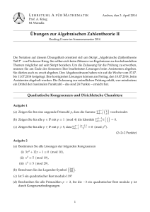 Ubungen zur Algebraischen Zahlentheorie II