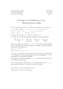 ¨Ubungen zur Einführung in die Mathematische Logik