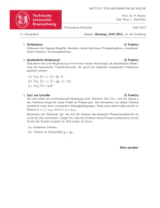 Phys. L. Weithofer Theoretische Mechanik SoSe 2012 12. Übungsblatt